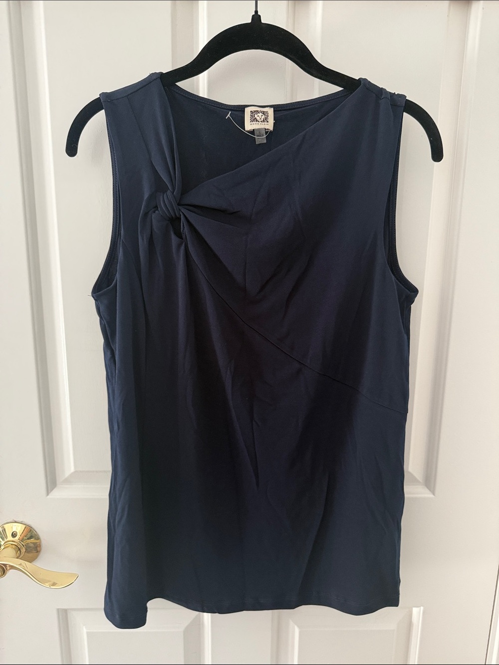 Anne Klein Navy Sleeveless Twist-Front Camisole
